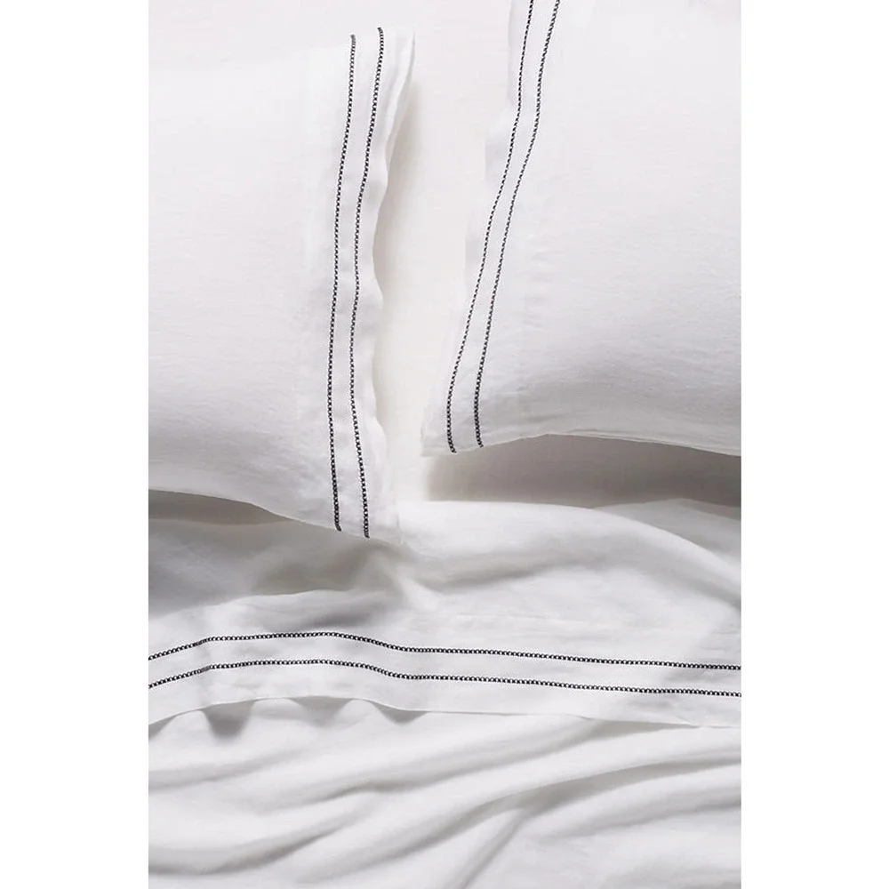 Anthropologie Moderna Linen Duvet Cover Twin White